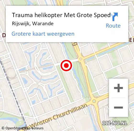 Locatie op kaart van de 112 melding: Trauma helikopter Met Grote Spoed Naar Rijswijk, Warande op 21 november 2022 17:17