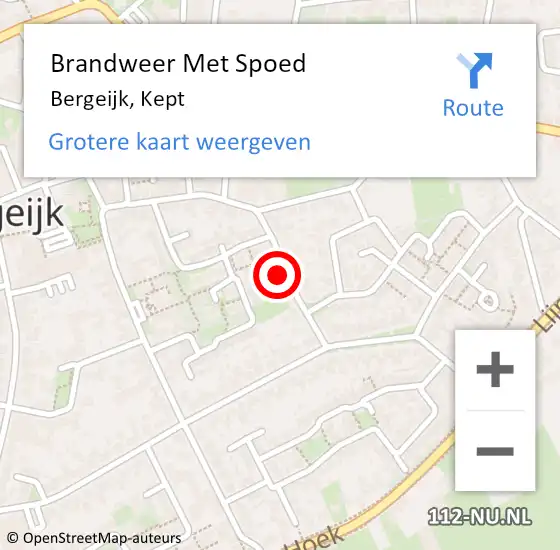 Locatie op kaart van de 112 melding: Brandweer Met Spoed Naar Bergeijk, Kept op 21 november 2022 17:38