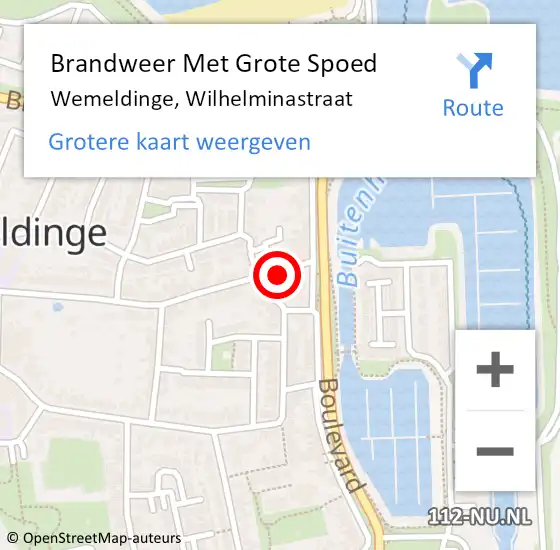 Locatie op kaart van de 112 melding: Brandweer Met Grote Spoed Naar Wemeldinge, Wilhelminastraat op 21 november 2022 17:47