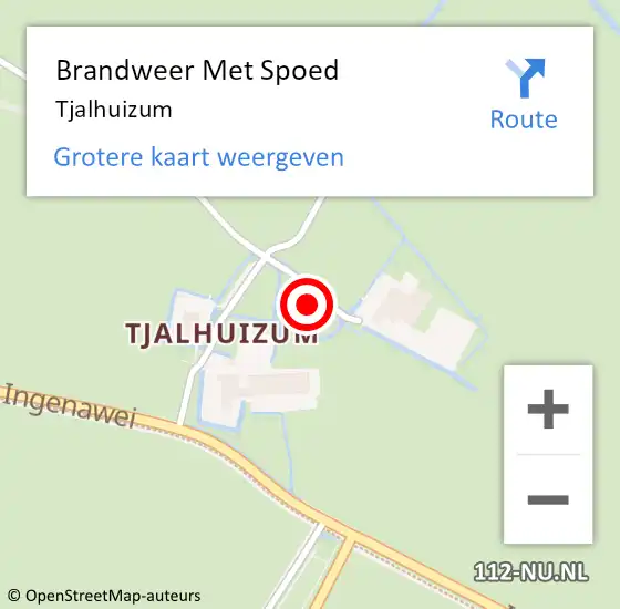 Locatie op kaart van de 112 melding: Brandweer Met Spoed Naar Tjalhuizum op 5 augustus 2014 17:52