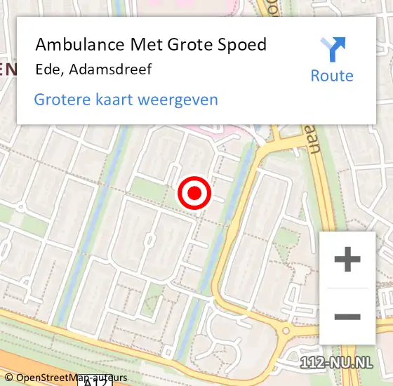 Locatie op kaart van de 112 melding: Ambulance Met Grote Spoed Naar Ede, Adamsdreef op 21 november 2022 18:10