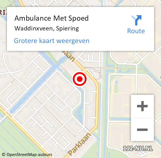 Locatie op kaart van de 112 melding: Ambulance Met Spoed Naar Waddinxveen, Spiering op 21 november 2022 18:20