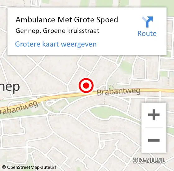 Locatie op kaart van de 112 melding: Ambulance Met Grote Spoed Naar Gennep, Groene kruisstraat op 21 november 2022 18:31