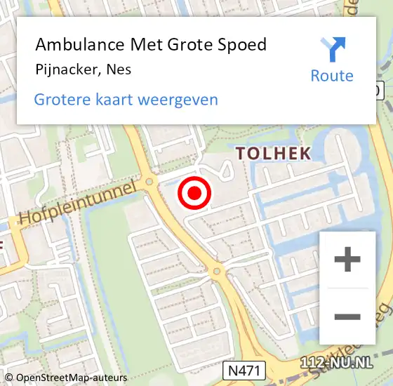 Locatie op kaart van de 112 melding: Ambulance Met Grote Spoed Naar Pijnacker, Nes op 21 november 2022 18:40