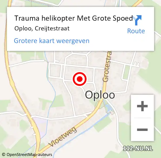 Locatie op kaart van de 112 melding: Trauma helikopter Met Grote Spoed Naar Oploo, Creijtestraat op 21 november 2022 18:52