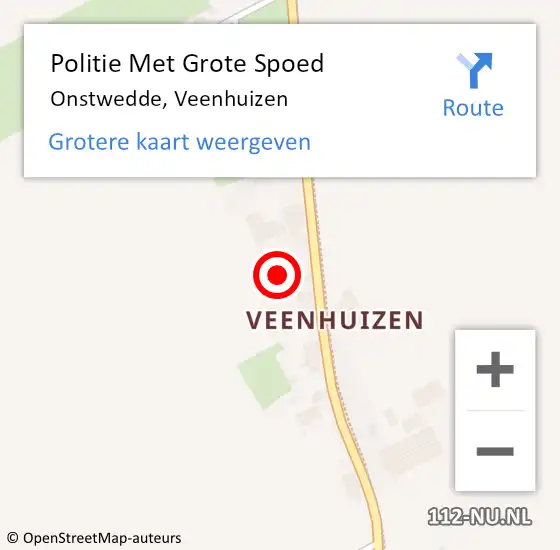 Locatie op kaart van de 112 melding: Politie Met Grote Spoed Naar Onstwedde, Veenhuizen op 21 november 2022 19:30