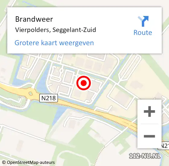 Locatie op kaart van de 112 melding: Brandweer Vierpolders, Seggelant-Zuid op 21 november 2022 19:31