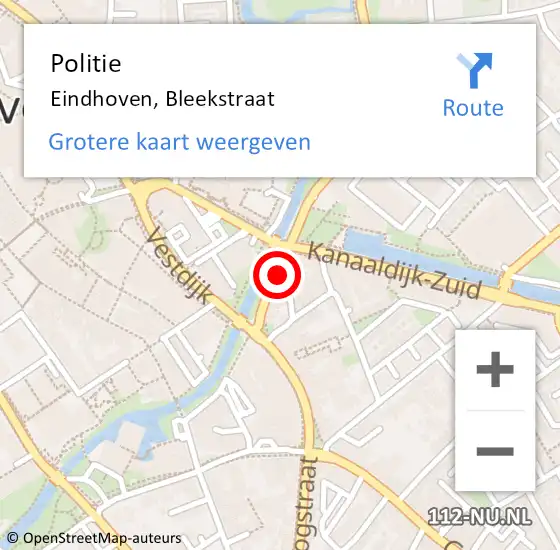 Locatie op kaart van de 112 melding: Politie Eindhoven, Bleekstraat op 21 november 2022 19:51