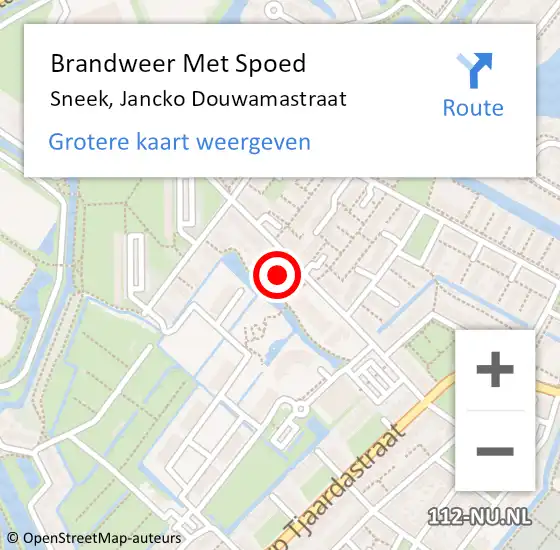 Locatie op kaart van de 112 melding: Brandweer Met Spoed Naar Sneek, Jancko Douwamastraat op 21 november 2022 20:20
