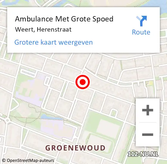 Locatie op kaart van de 112 melding: Ambulance Met Grote Spoed Naar Weert, Herenstraat op 21 november 2022 21:04