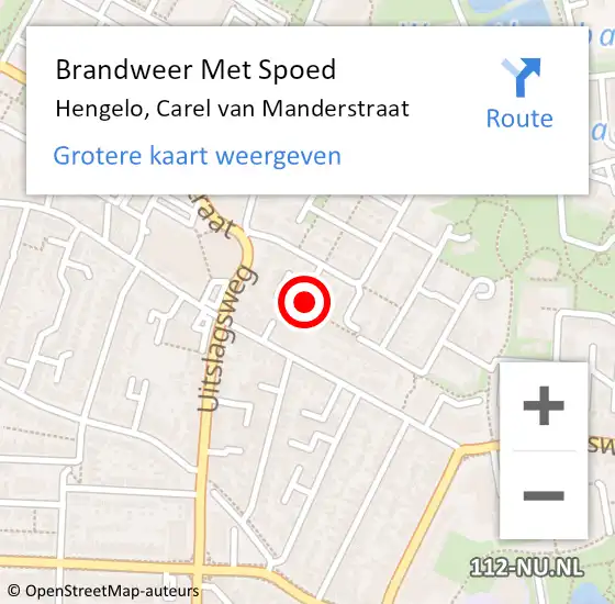 Locatie op kaart van de 112 melding: Brandweer Met Spoed Naar Hengelo, Carel van Manderstraat op 21 november 2022 21:06