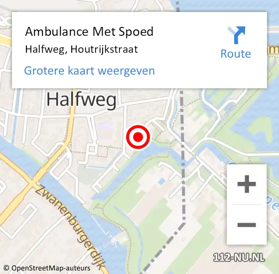 Locatie op kaart van de 112 melding: Ambulance Met Spoed Naar Halfweg, Houtrijkstraat op 21 november 2022 22:23