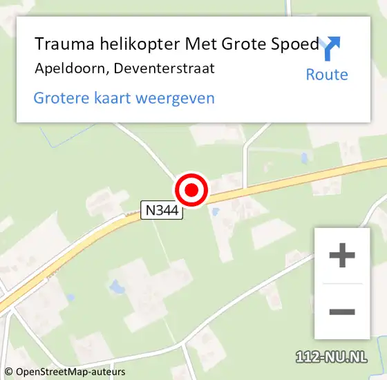 Locatie op kaart van de 112 melding: Trauma helikopter Met Grote Spoed Naar Apeldoorn, Deventerstraat op 21 november 2022 22:45