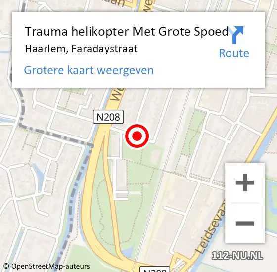 Locatie op kaart van de 112 melding: Trauma helikopter Met Grote Spoed Naar Haarlem, Faradaystraat op 21 november 2022 23:22