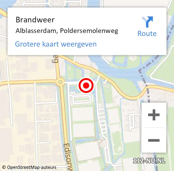 Locatie op kaart van de 112 melding: Brandweer Alblasserdam, Poldersemolenweg op 21 november 2022 23:37