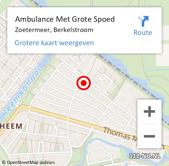 Locatie op kaart van de 112 melding: Ambulance Met Grote Spoed Naar Zoetermeer, Berkelstroom op 22 november 2022 00:25