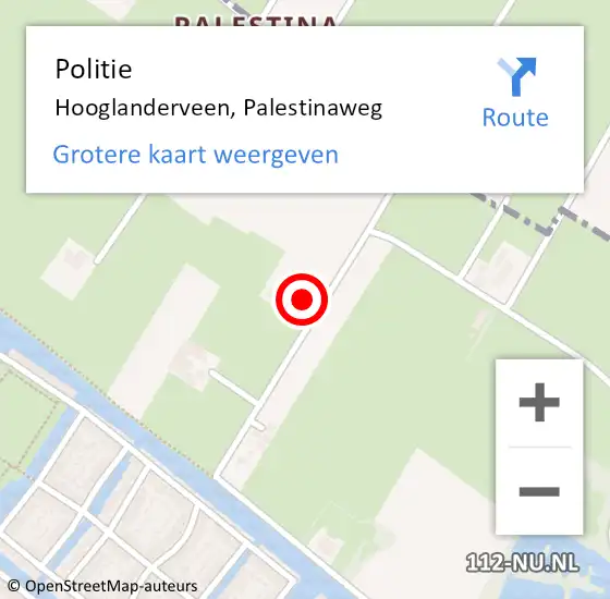 Locatie op kaart van de 112 melding: Politie Hooglanderveen, Palestinaweg op 22 november 2022 00:36