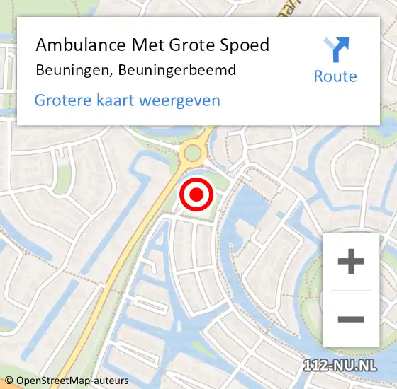 Locatie op kaart van de 112 melding: Ambulance Met Grote Spoed Naar Beuningen, Beuningerbeemd op 22 november 2022 02:41