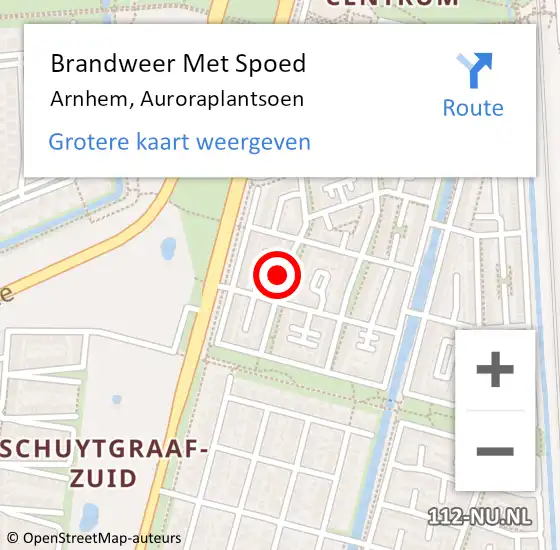 Locatie op kaart van de 112 melding: Brandweer Met Spoed Naar Arnhem, Auroraplantsoen op 22 november 2022 03:34