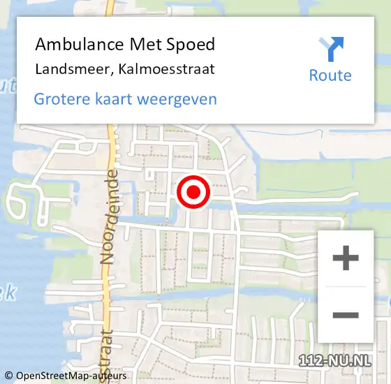 Locatie op kaart van de 112 melding: Ambulance Met Spoed Naar Landsmeer, Kalmoesstraat op 22 november 2022 06:03