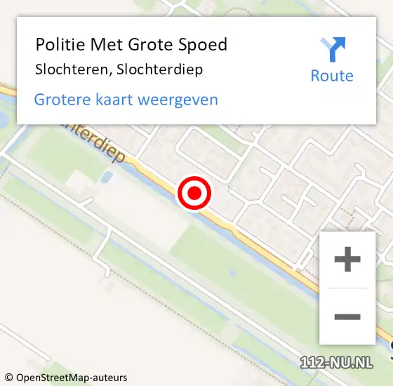 Locatie op kaart van de 112 melding: Politie Met Grote Spoed Naar Slochteren, Slochterdiep op 22 november 2022 06:40