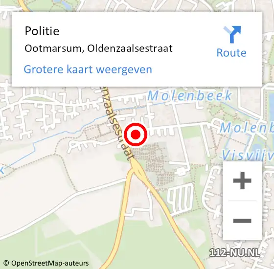 Locatie op kaart van de 112 melding: Politie Ootmarsum, Oldenzaalsestraat op 22 november 2022 06:41