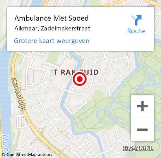 Locatie op kaart van de 112 melding: Ambulance Met Spoed Naar Alkmaar, Zadelmakerstraat op 22 november 2022 07:29