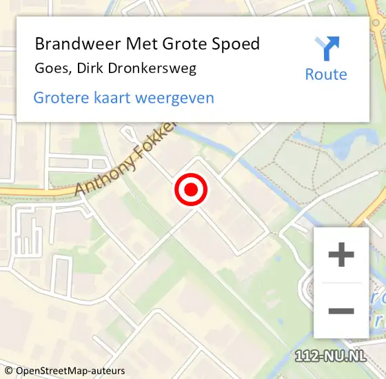 Locatie op kaart van de 112 melding: Brandweer Met Grote Spoed Naar Goes, Dirk Dronkersweg op 22 november 2022 07:37