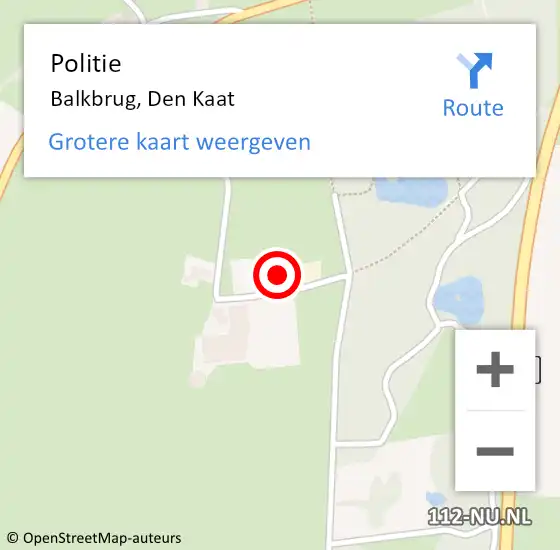 Locatie op kaart van de 112 melding: Politie Balkbrug, Den Kaat op 22 november 2022 07:49