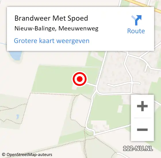 Locatie op kaart van de 112 melding: Brandweer Met Spoed Naar Nieuw-Balinge, Meeuwenweg op 22 november 2022 07:58