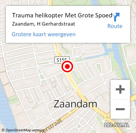 Locatie op kaart van de 112 melding: Trauma helikopter Met Grote Spoed Naar Zaandam, H Gerhardstraat op 22 november 2022 08:18