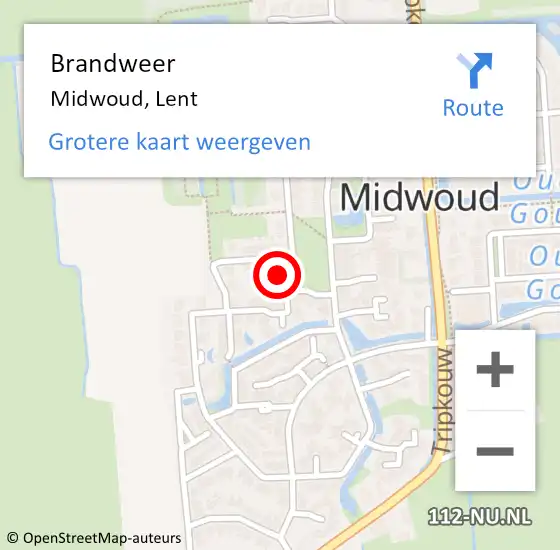 Locatie op kaart van de 112 melding: Brandweer Midwoud, Lent op 22 november 2022 08:33