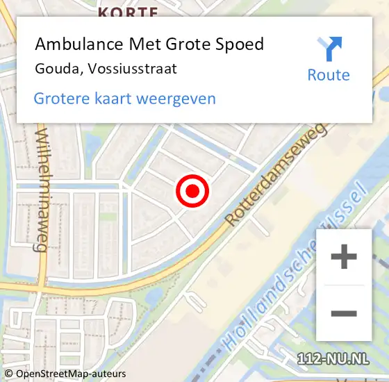 Locatie op kaart van de 112 melding: Ambulance Met Grote Spoed Naar Gouda, Vossiusstraat op 22 november 2022 08:53