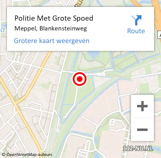 Locatie op kaart van de 112 melding: Politie Met Grote Spoed Naar Meppel, Blankensteinweg op 22 november 2022 08:54