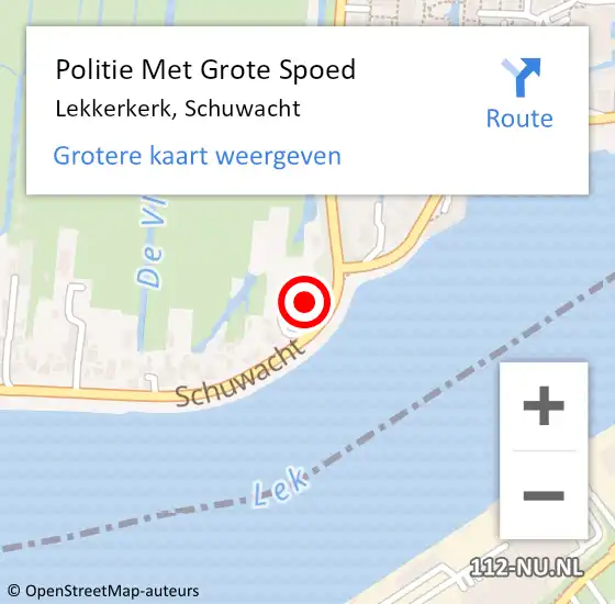 Locatie op kaart van de 112 melding: Politie Met Grote Spoed Naar Lekkerkerk, Schuwacht op 22 november 2022 09:04