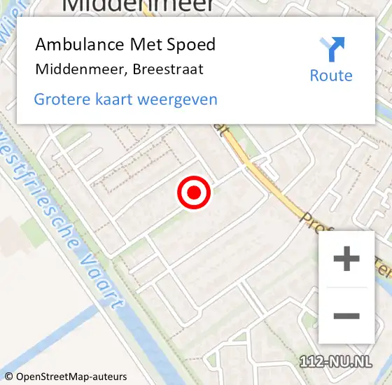 Locatie op kaart van de 112 melding: Ambulance Met Spoed Naar Middenmeer, Breestraat op 22 november 2022 09:49