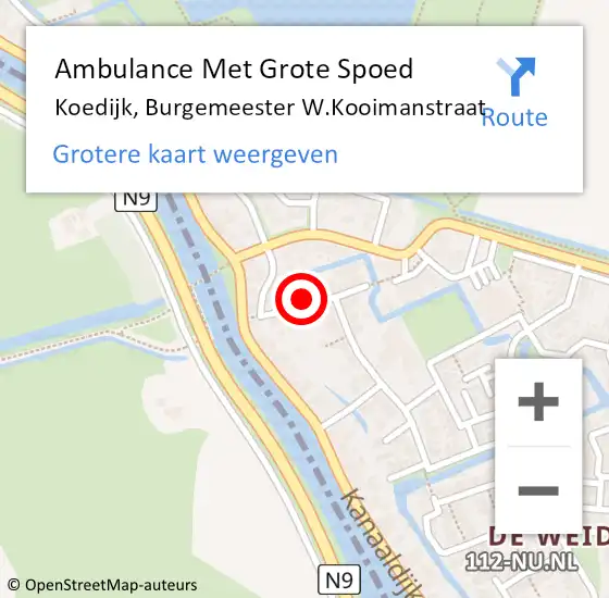 Locatie op kaart van de 112 melding: Ambulance Met Grote Spoed Naar Koedijk, Burgemeester W.Kooimanstraat op 22 november 2022 09:51