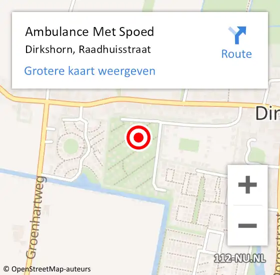 Locatie op kaart van de 112 melding: Ambulance Met Spoed Naar Dirkshorn, Raadhuisstraat op 22 november 2022 10:16