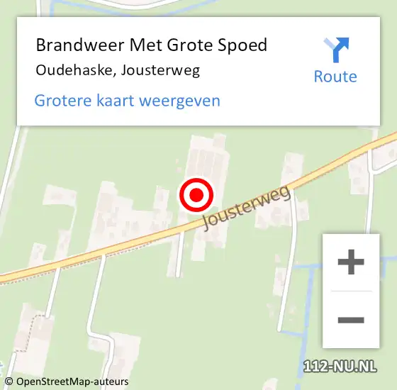 Locatie op kaart van de 112 melding: Brandweer Met Grote Spoed Naar Oudehaske, Jousterweg op 22 november 2022 10:29