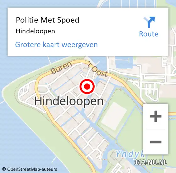 Locatie op kaart van de 112 melding: Politie Met Spoed Naar Hindeloopen op 22 november 2022 10:46