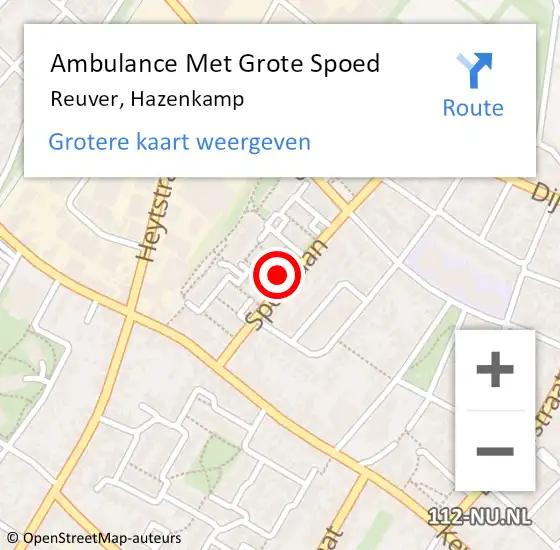 Locatie op kaart van de 112 melding: Ambulance Met Grote Spoed Naar Reuver, Hazenkamp op 22 november 2022 10:51