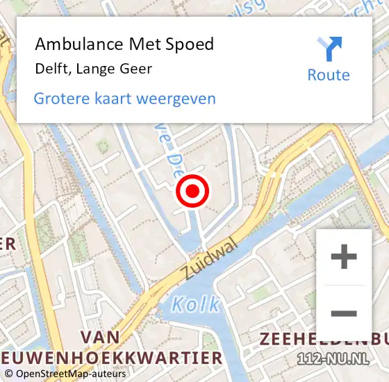 Locatie op kaart van de 112 melding: Ambulance Met Spoed Naar Delft, Lange Geer op 22 november 2022 10:55