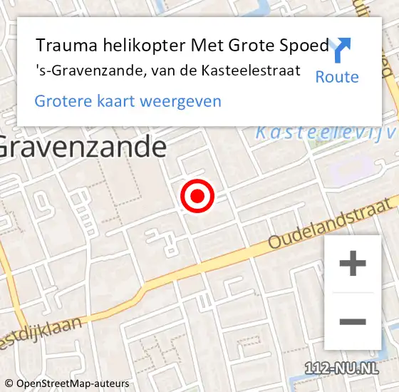 Locatie op kaart van de 112 melding: Trauma helikopter Met Grote Spoed Naar 's-Gravenzande, van de Kasteelestraat op 22 november 2022 11:01