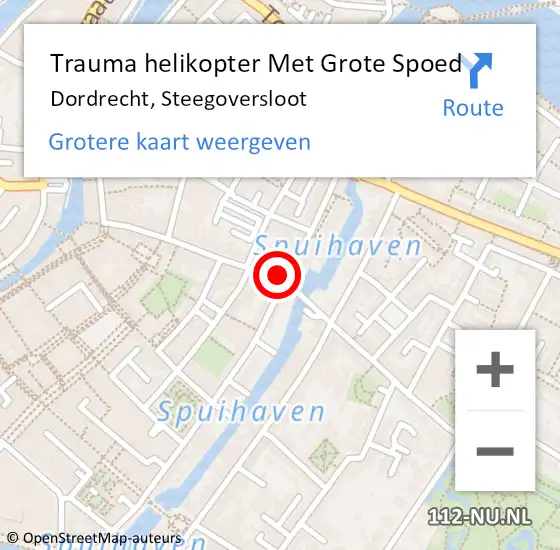 Locatie op kaart van de 112 melding: Trauma helikopter Met Grote Spoed Naar Dordrecht, Steegoversloot op 22 november 2022 11:17