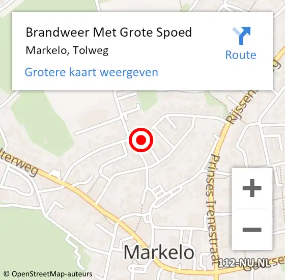 Locatie op kaart van de 112 melding: Brandweer Met Grote Spoed Naar Markelo, Tolweg op 22 november 2022 11:19