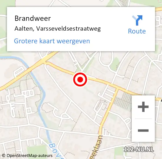 Locatie op kaart van de 112 melding: Brandweer Aalten, Varsseveldsestraatweg op 22 november 2022 11:27