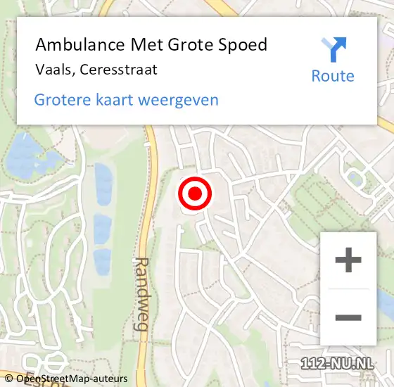 Locatie op kaart van de 112 melding: Ambulance Met Grote Spoed Naar Vaals, Ceresstraat op 5 augustus 2014 19:24