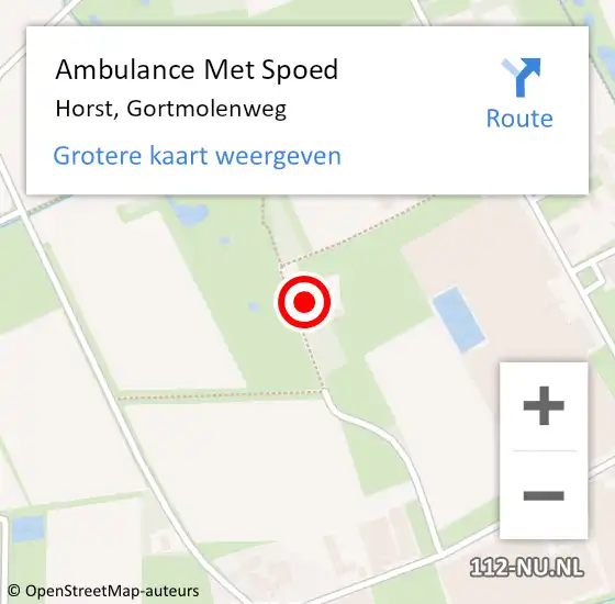 Locatie op kaart van de 112 melding: Ambulance Met Spoed Naar Horst, Gortmolenweg op 5 augustus 2014 19:24