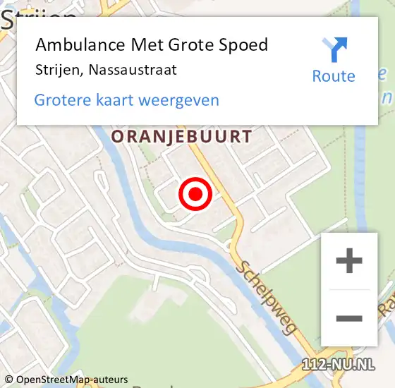 Locatie op kaart van de 112 melding: Ambulance Met Grote Spoed Naar Strijen, Nassaustraat op 22 november 2022 11:56