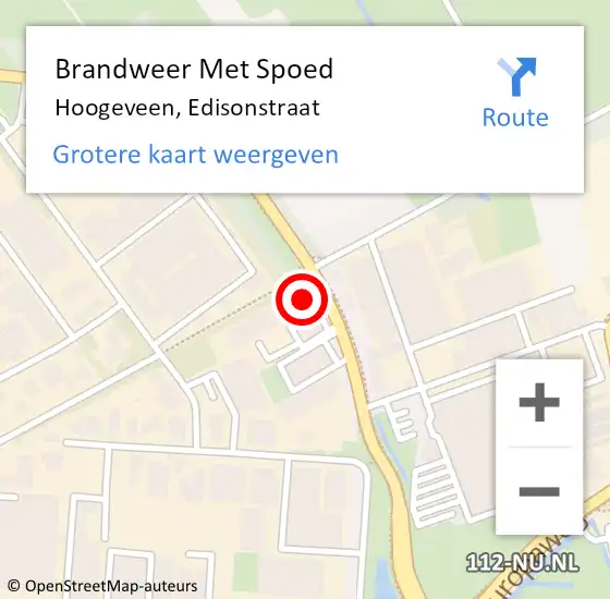 Locatie op kaart van de 112 melding: Brandweer Met Spoed Naar Hoogeveen, Edisonstraat op 22 november 2022 11:57